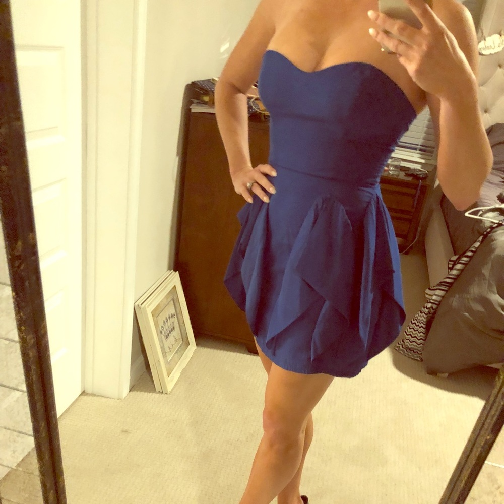 Strapless Royal Blue flare dress
